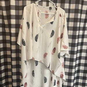 SHEIN White Feather Print Tunic